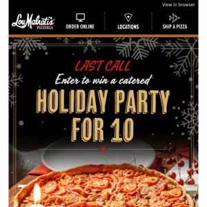 Hosting? You could win a catered holiday party! 🎄🎁🍕 