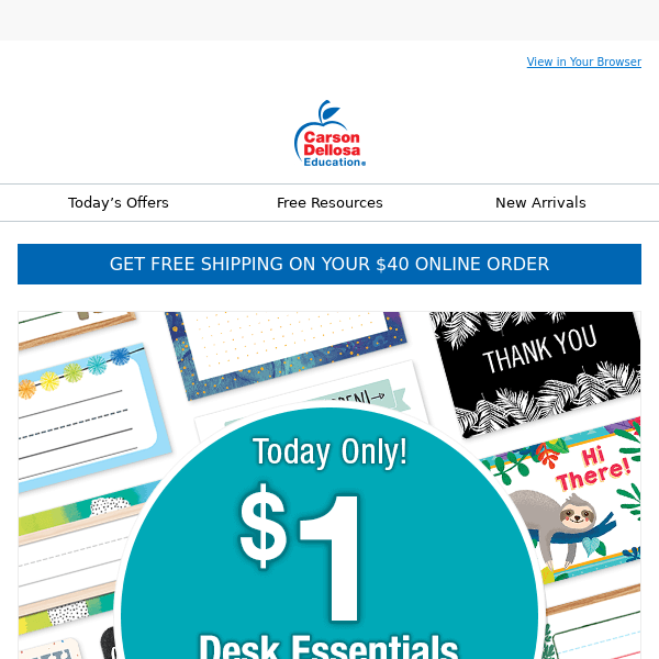 Ends Midnight! $1 Desk Essentials - Carson-Dellosa Publishing