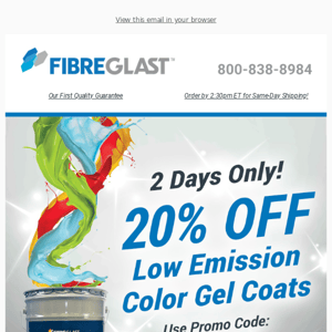 20% OFF Low Emission Color Gel Coats 🎨