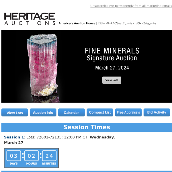 Ending Soon: March 27 Fine Minerals Signature Auction
