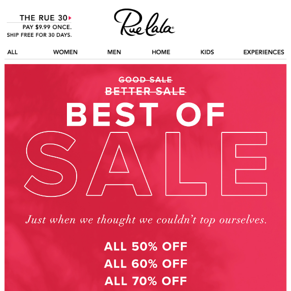 Save 70% on Must-Have Brands with RueLaLa - Daily Deals & Coupons