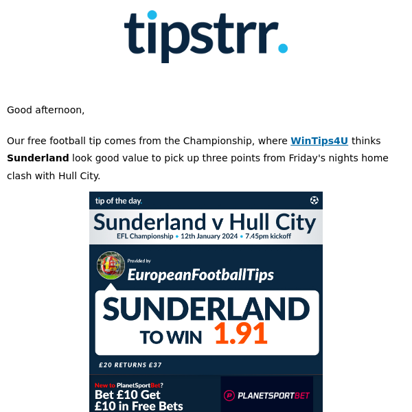 Free football tip to kick off the weekend