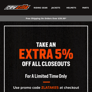 JUST DROPPED: Extra 5% Off Closeouts