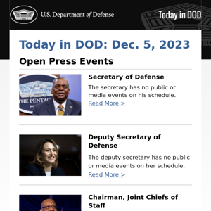 Today in DOD: Dec. 5, 2023