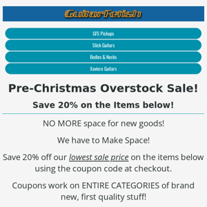 Pre-Christmas Clearance Sale! 20% Off THOUSANDS of items.