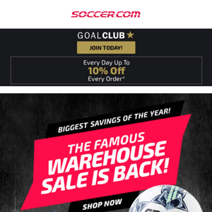⚽️ Warehouse Sale is Ending Tomorrow, Shop Now!