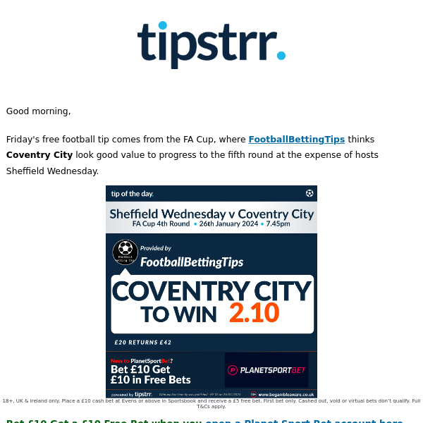 Free football tip to kick off the weekend