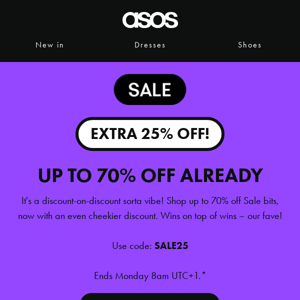 Extra 25% off Sale coming your way! 🙌
