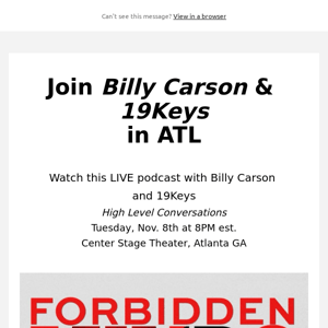 Billy Carson & 19Keys LIVE in ATL hello@example.com