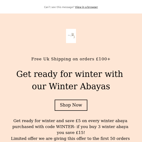 £5 off winter abayas! 