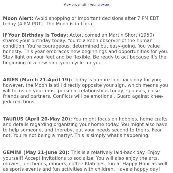 Your horoscope for March 26