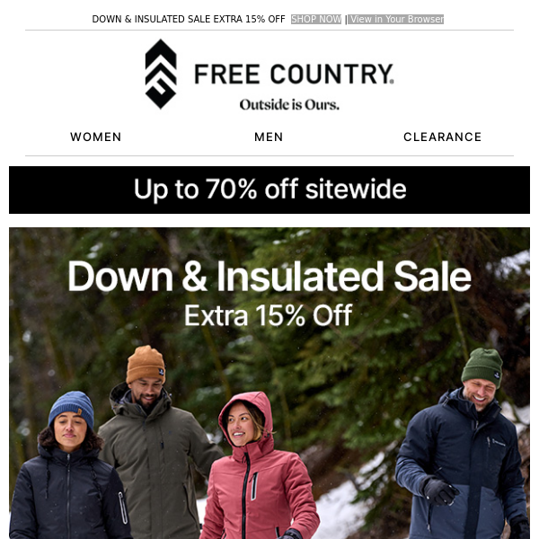 Warm Up to Savings: 15% Off Down & Insulated Styles with Code DOWN15!