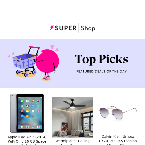 🛍️ Friday's Top Picks: $149.99 Apple iPad Air | $123.99 Warmiplanet  Ceiling Fan | $24.99 Calvin Klein Sunglasses & More - Daily Steals