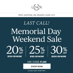 FINAL HOURS: Memorial Day Sale