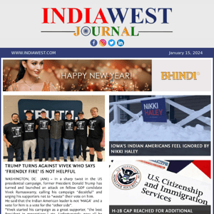 IndiaWest: Today's News, 15 January 2024