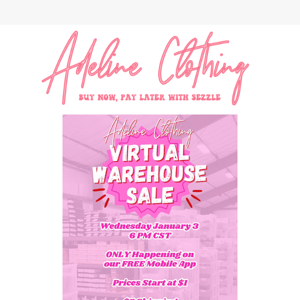 ONE DAY until our Virtual Warehouse Sale 🛍️