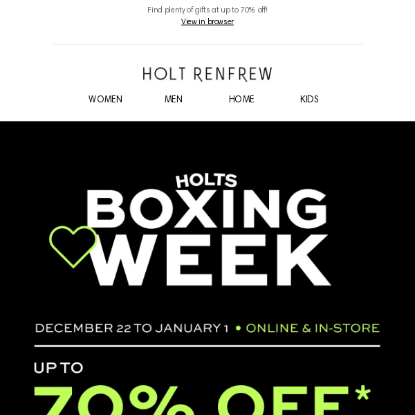 Holts ❤ Boxing Week | Get Your Last-Minute Gifts Here!