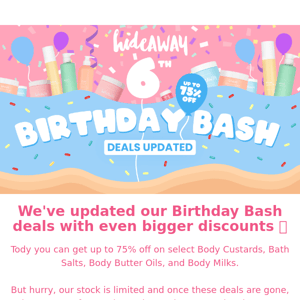 🎉 Updated Birthday Bash Deals: Get up to 75% off on Custards, Milks & More 🎁