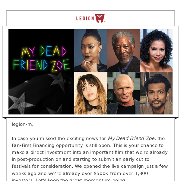 Get your name in the credits for My Dead Friend Zoe