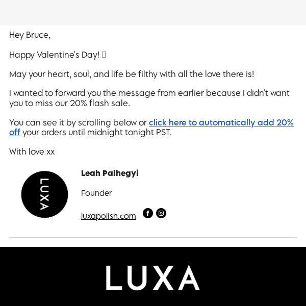 Re: Luxa Polish's Valentine's 20% off 🖤