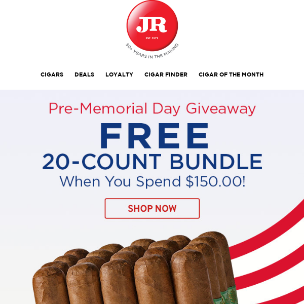 ⭐️ From JR, to JR Cigars! We're very pleased to unveil this: 20 free cigars