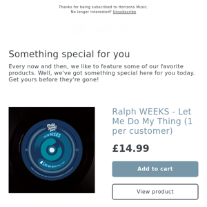 LIMITED! Ralph WEEKS - Let Me Do My Thing (1 per customer)