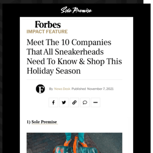 🔥Sole Premise Featured in Forbes! 🔥10 Companies That All Sneakerheads Need To Know