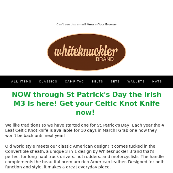 Our annual CELTIC KNOT KNIFE drop is here for St Patricks Day!