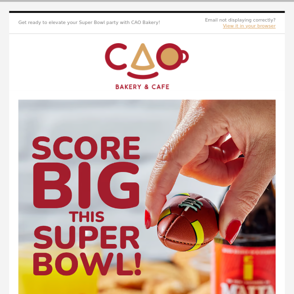 🏈 Touchdown Savings: Score 10% Off Your CAO Super Bowl Order!