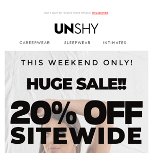 OMG 😱 Get 20% OFF Sitewide This Weekend 🔥 Start Saving Now OMG 😱 The Entire Site is 20% OFF This Weekend 🔥 Save Now❗😎❗