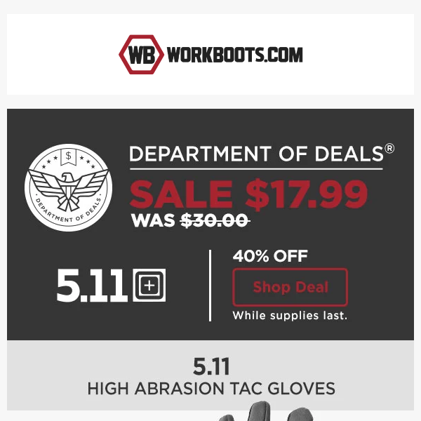 DOD: $17.99 for 5.11 gloves 💥 Now or never!