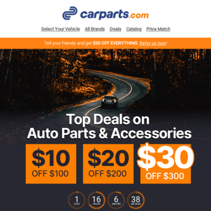 Top Deals for Car Parts: $10, $20 & $30 Markdowns