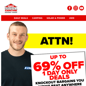 🚨 ATTN: Up To 69% Off 1 Day Only Deals - Knockout Bargains You Won't Beat Anywhere