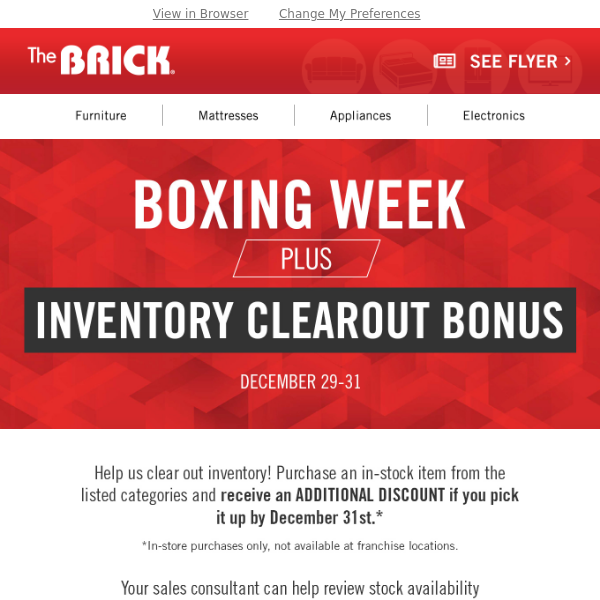 Extra Savings! 💰 Boxing Week PLUS Inventory Clearout Bonus