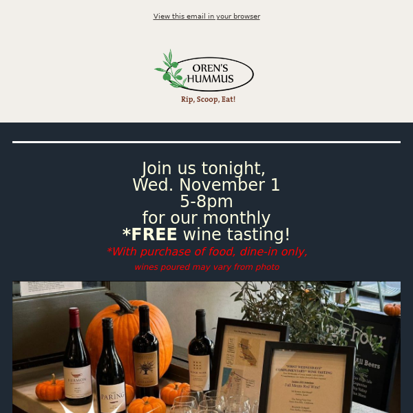 Join us for our FREE Monthly Wine Tasting🍷