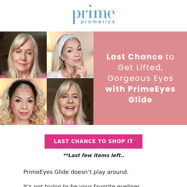 Closing PrimeEyes Glide launch in 1 hour.