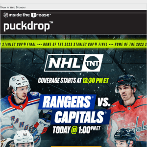 The Rangers face the Capitals today on TNT at 1pm ET