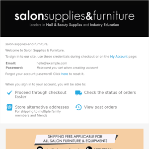 Welcome to Salon Supplies & Furniture