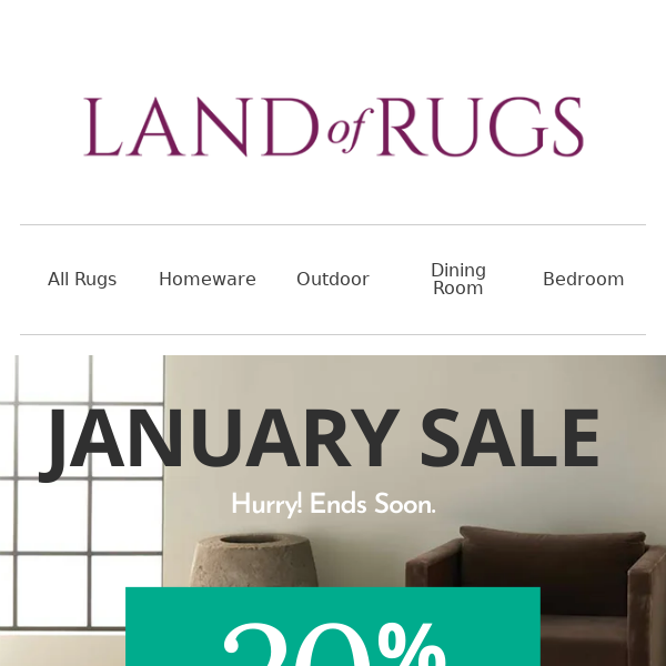 Land of Rugs UK, 🚨 Final Reminder: 20% Off January Sale on All Rugs Ends Soon! 🌟