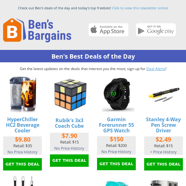 Ben's Best Deals: $150 Garmin Watch - $16 Grill Tool Set - $15 Sunshade Tent - $12 Flash Drive (256GB)