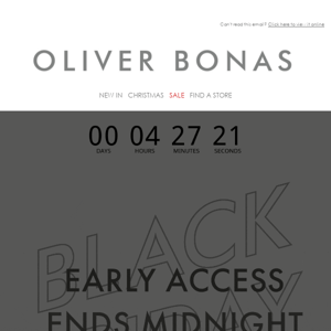 Oliver Bonas, Black Friday Early Access ends midnight