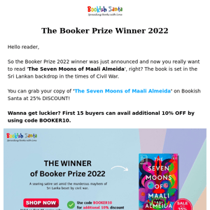 Booker Prize 2022 Special Offer (valid for first 15 copies only) - The Seven Moons of Maali Almeida ❤️