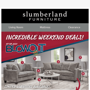 Shop the 4th of July BLOWOUT at Slumberland!🎆