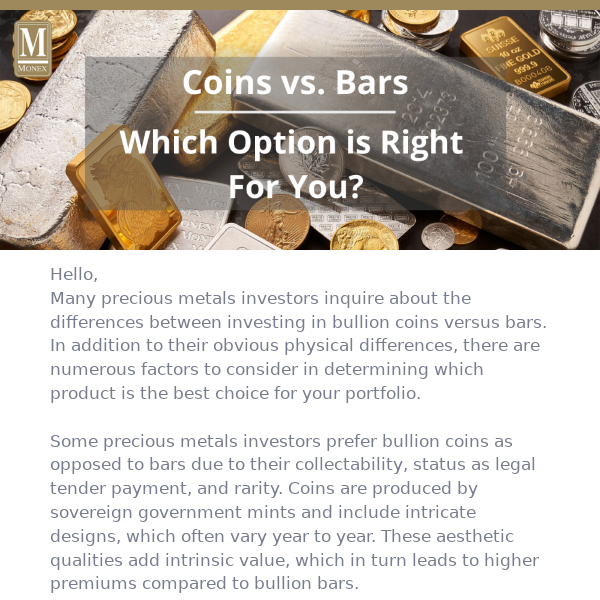 Coins vs Bars: Which Option is Right for You?