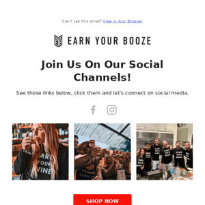 Join Earn Your Booze on Social Media