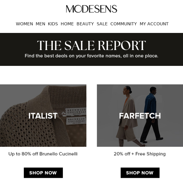 Beat the Monday blues with fresh sales at ModeSens