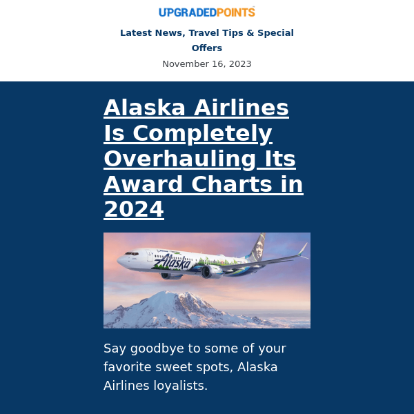 Alaska award changes, 25% transfer bonus to JetBlue, Spirit Black Friday Sale, and more...