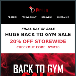20% Off Back To Gym Sale! FINAL DAY 👻
