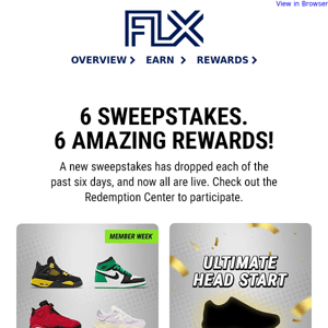 SIX sweepstakes are now live!