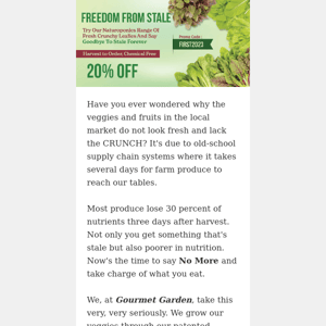 Freedom from Stale - 20% off